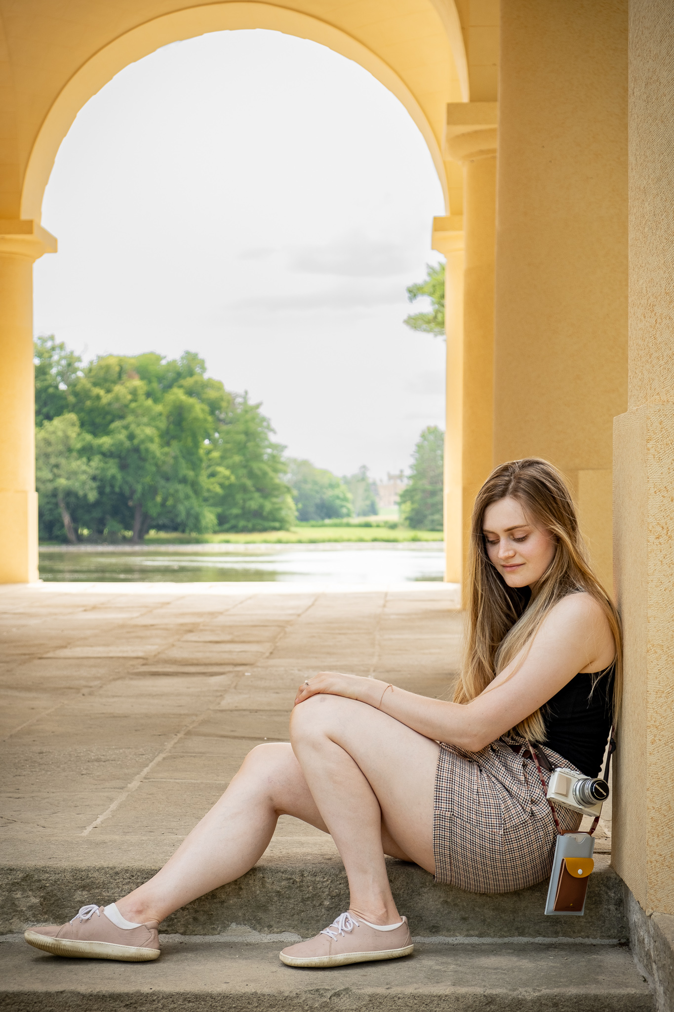 women portrait in castle area