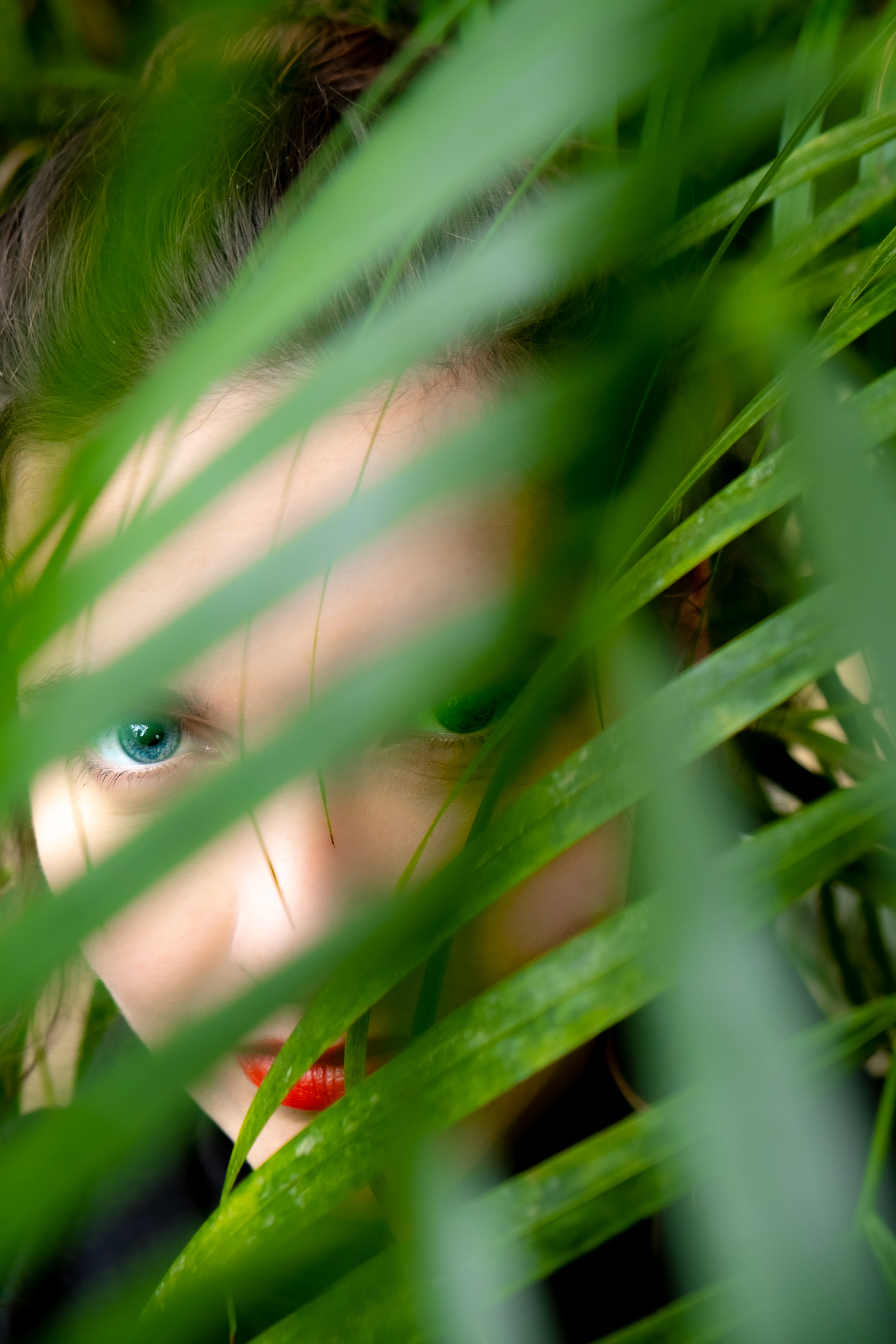 closeup of women face in greenhouse